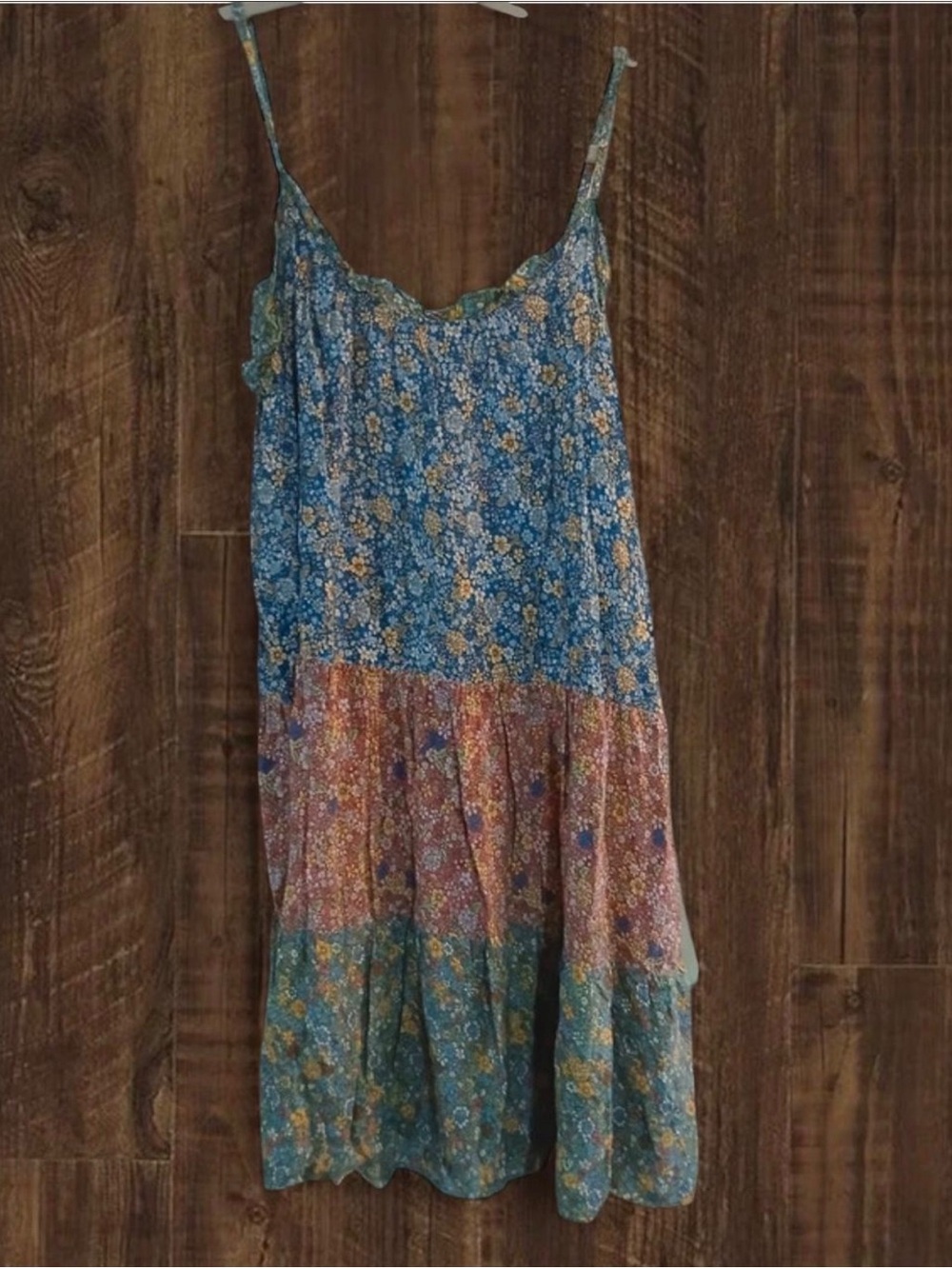 NATURAL LIFE Blue Floral Tiered Mini Dress